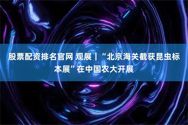 股票配资排名官网 观展｜“北京海关截获昆虫标本展”在中国农大开展
